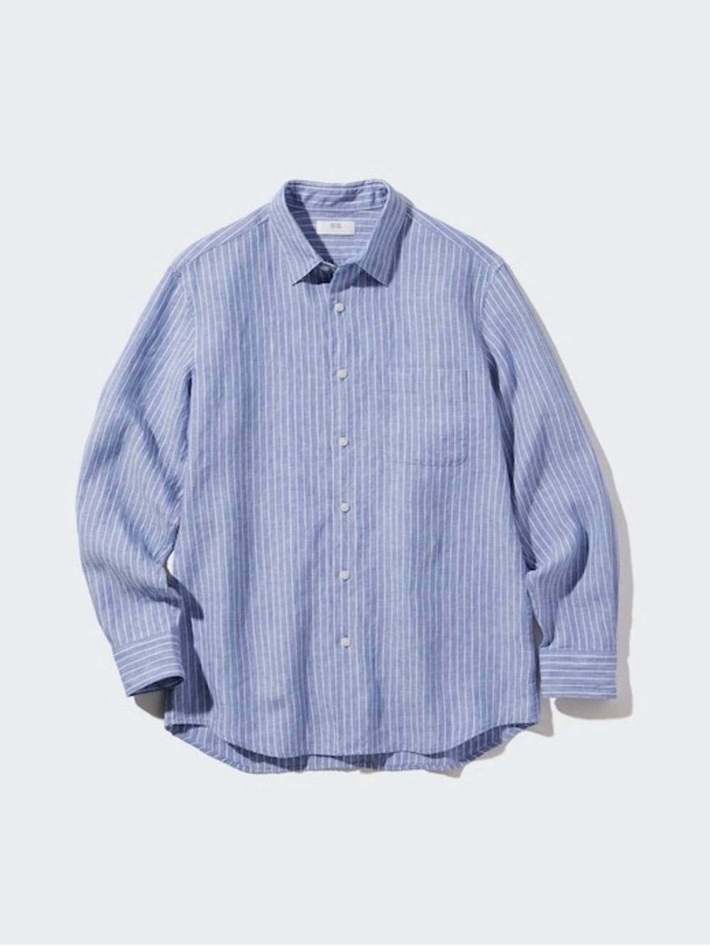 Uniqlo Linen Striped Long-Sleeve Shirt Blue White XL